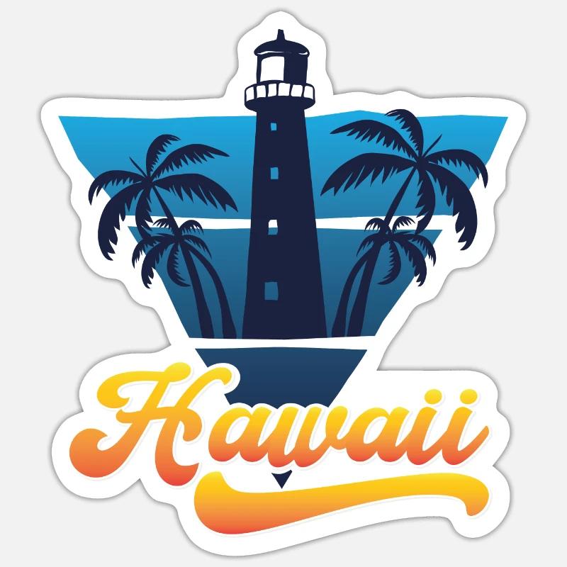 Conception de la plage du phare d’Hawaï Sticker taille S (10 x 10 cm)