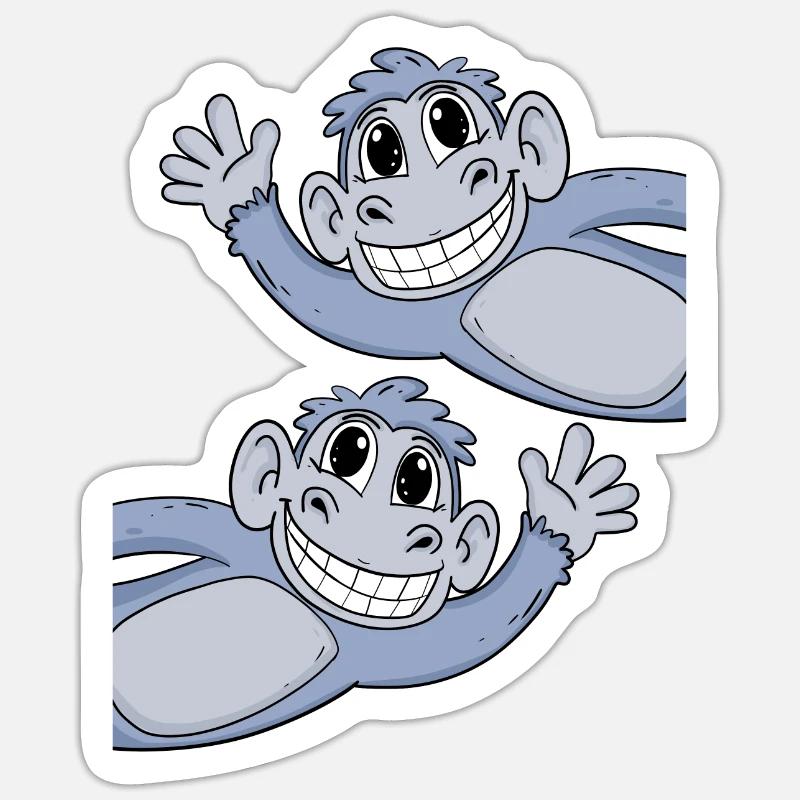 Affe Affen - Sticker Größe S (10 x 10 cm) - Mattweiß