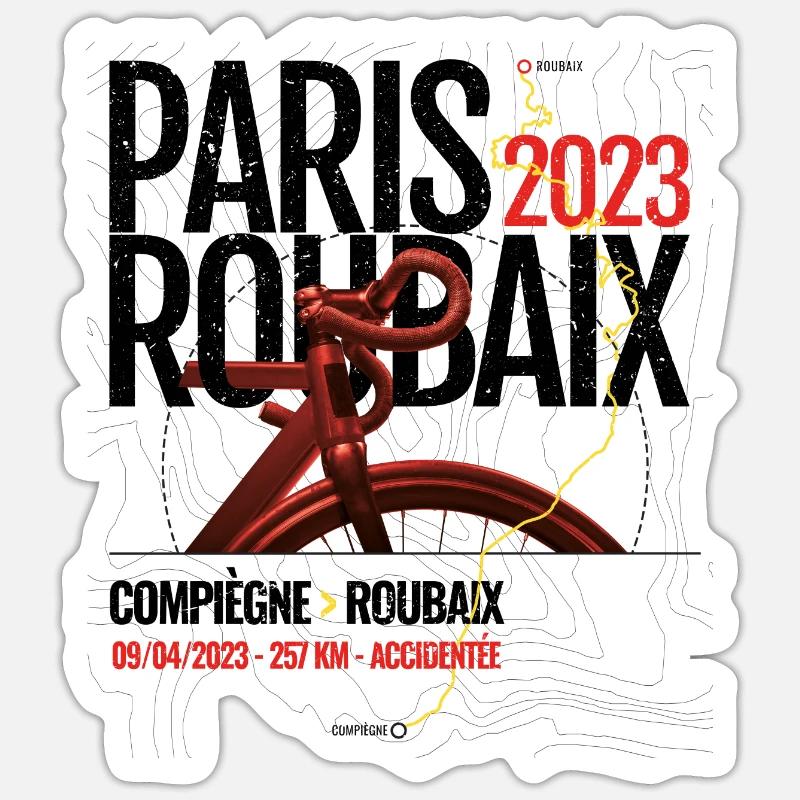 Paris RoubaixBlanc Sticker taille S (10 x 10 cm)