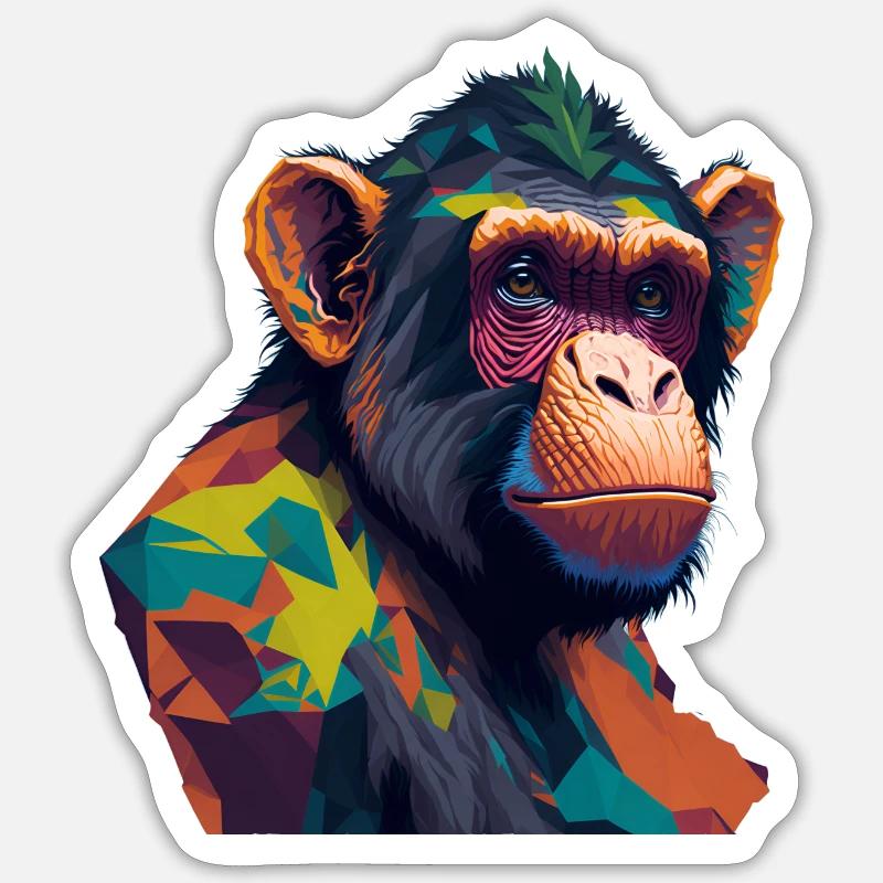 Chimpanzé - Sticker taille S (10 x 10 cm) - blanc mat