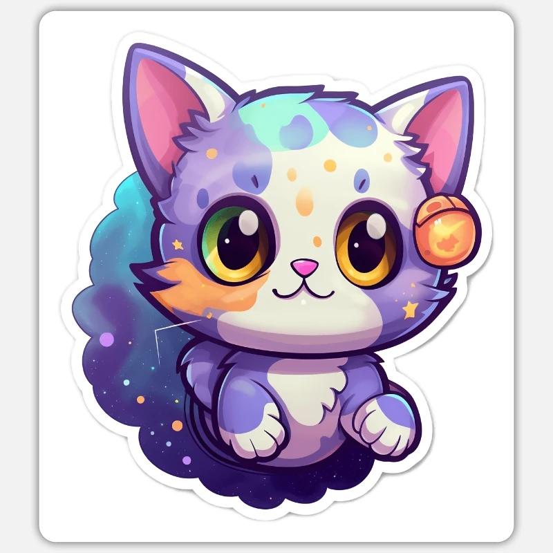 Un mignon chat de l’espace Sticker taille S (10 x 10 cm)