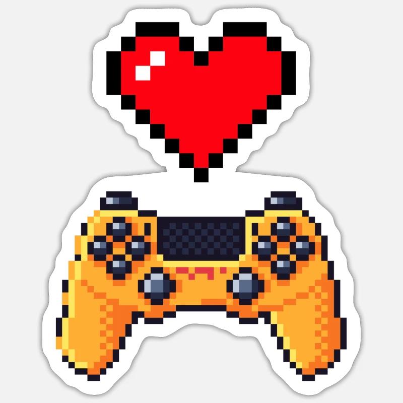 Retro-Gaming-Herzcontroller Sticker Größe S (10 x 10 cm)