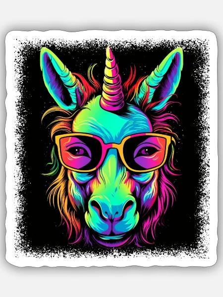horned dabbing unicorn gift idea geek b day gift - Sticker Größe S (10 x 10 cm) - Mattweiß