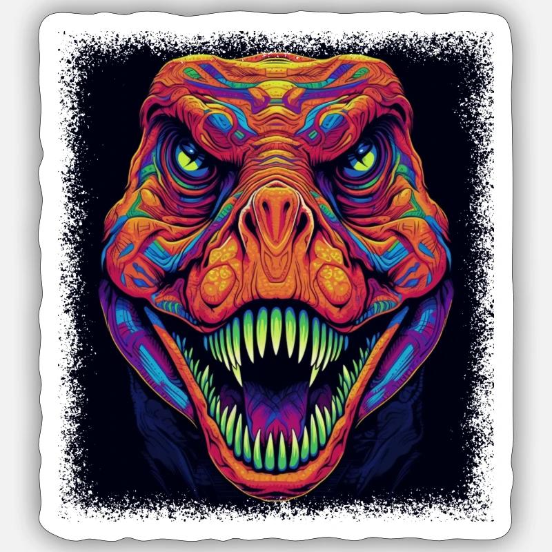 Mignon Costume de dinosaure T - Sticker taille S (10 x 10 cm) - blanc mat