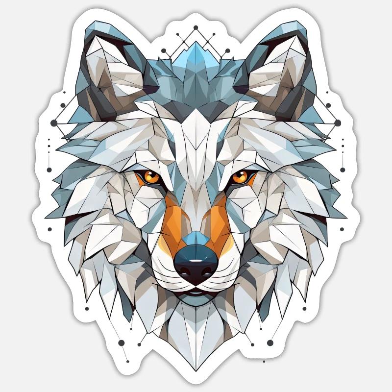 Wolf Geometrisch - Sticker Größe S (10 x 10 cm) - Mattweiß