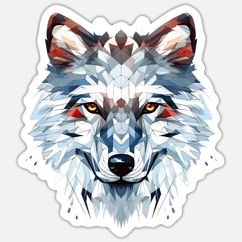 Wolf Geometrisch - Sticker Größe S (10 x 10 cm) - Mattweiß