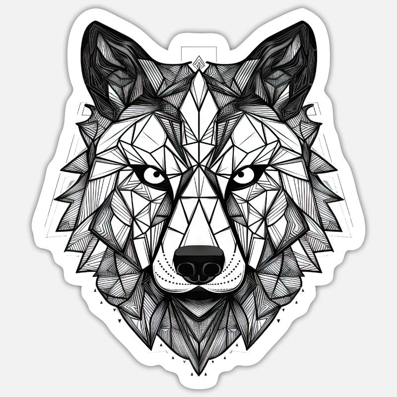 Wolf Geometric - Sticker size S (10 x 10 cm) - white matte
