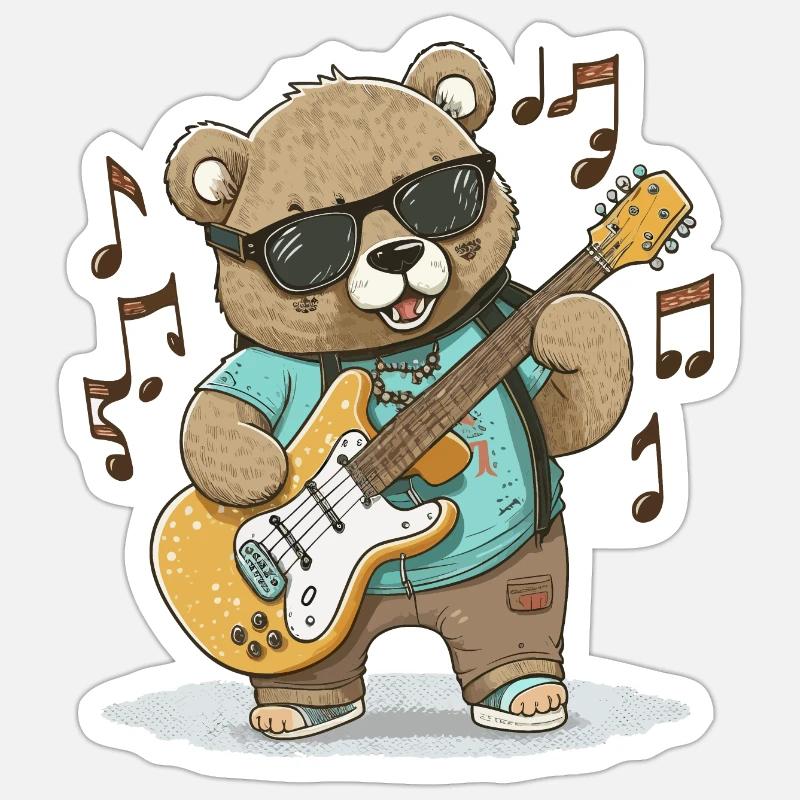 Bären-Wippe - Sticker Größe S (10 x 10 cm) - Mattweiß