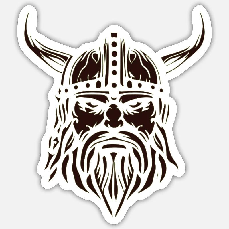 Viking féroce - Sticker taille S (10 x 10 cm) - blanc mat