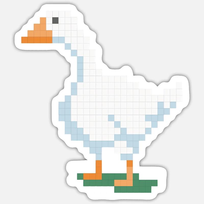 Un canard pixélisé - Sticker taille S (10 x 10 cm) - blanc mat