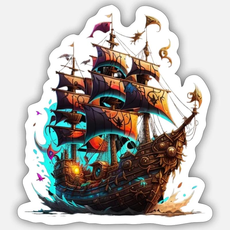 Pirate ship - Sticker size S (10 x 10 cm) - white matte