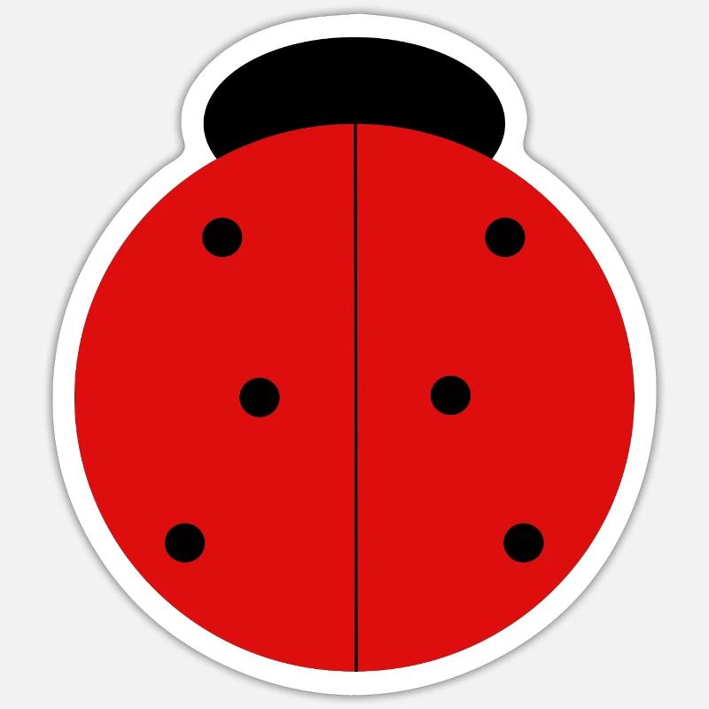 Coccinelle Rouge à Points Noirs - Sticker taille S (10 x 10 cm) - blanc mat