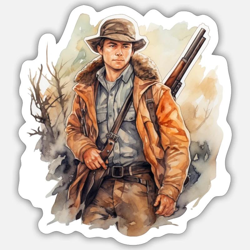 Chasseur - Sticker taille S (10 x 10 cm) - blanc mat