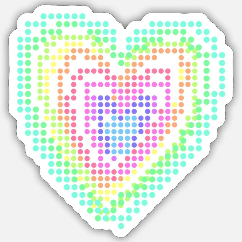 Herz, 3d, Computerherz, regenbogen, bunt Sticker Größe S (10 x 10 cm)