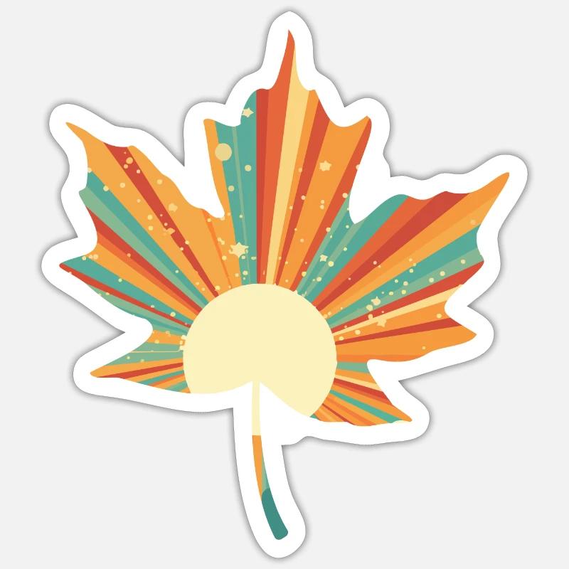 feuille rétro - Sticker taille S (10 x 10 cm) - blanc mat