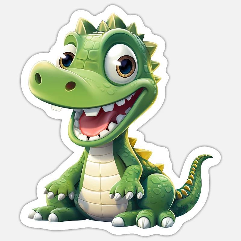 Bébé crocodile alligator - Sticker taille S (10 x 10 cm) - blanc mat