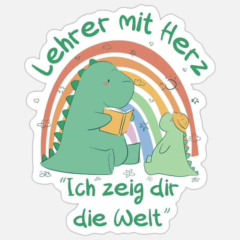 Lehrer mit Herz - Ich zeig dir die Welt - Sticker Größe S (10 x 10 cm) - Mattweiß