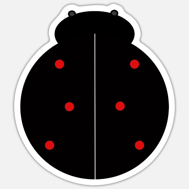 Coccinelle Noire à Points Rouges - Sticker taille S (10 x 10 cm) - blanc mat