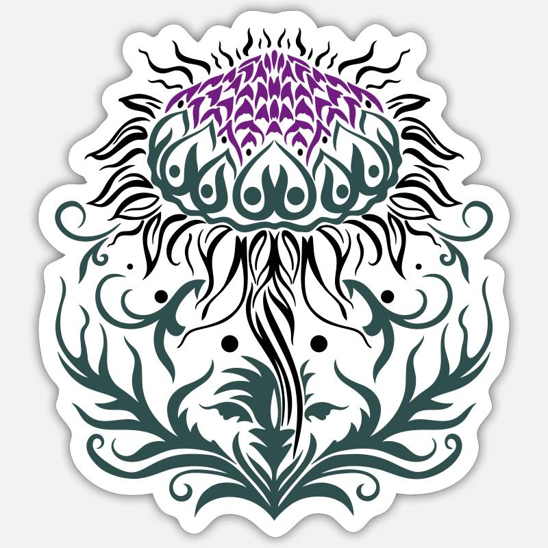 Distel lila Thistle - Sticker Größe S (10 x 10 cm) - Mattweiß