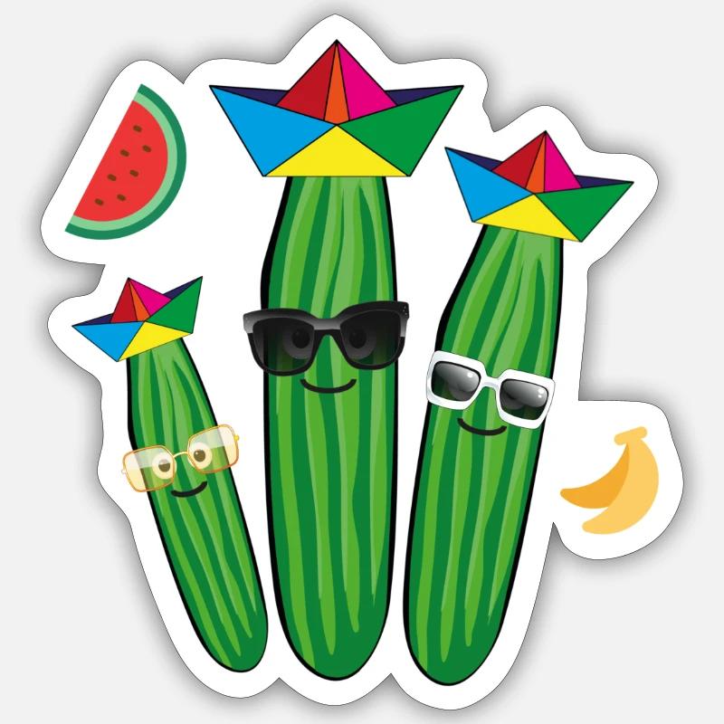 Famille du concombre,Concombre,Concombre,Fruits, Pastèque - Sticker taille S (10 x 10 cm) - blanc mat