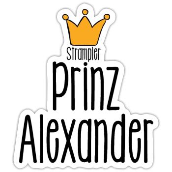 Strampler Prinz Alexander - Baby Spruch lustig - Sticker Größe S (10 x 10 cm) - Mattweiß - Vorne