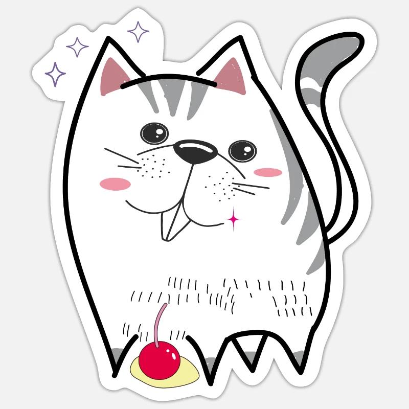 cute cat - Sticker size S (10 x 10 cm) - white matte