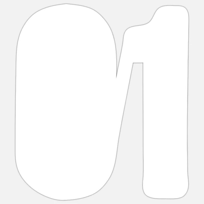 01 Numéros Blanc Sticker taille S (10 x 10 cm)
