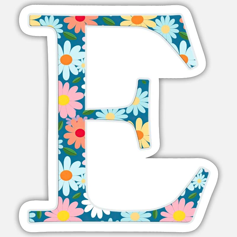 Personalisierbar Monogramm E Blumenmuster Sticker Größe S (10 x 10 cm)