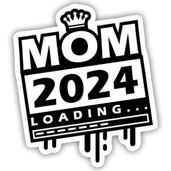 Mama 2024 Loading Mom - Sticker size S (10 x 10 cm) - white matte - Front