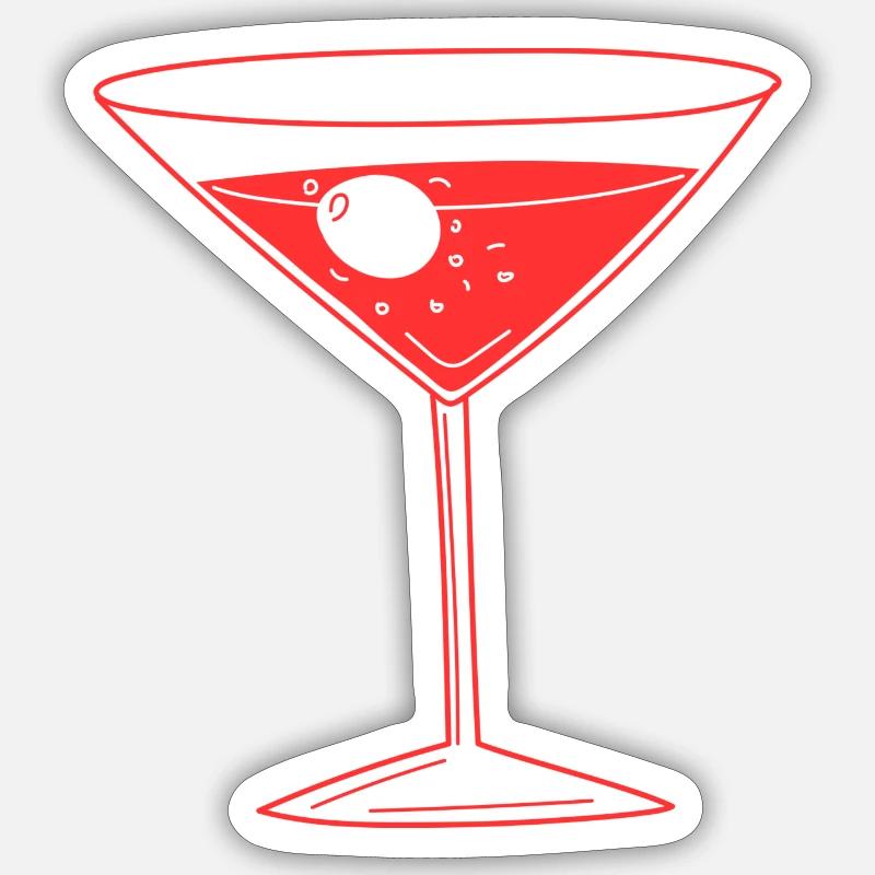 Olive im Martini - Sticker Größe S (10 x 10 cm) - Mattweiß