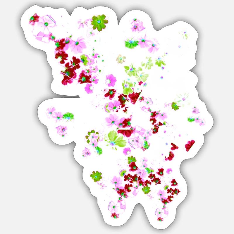 Pré, fleurs, fleurs, fleurs colorées - Sticker taille S (10 x 10 cm) - blanc mat