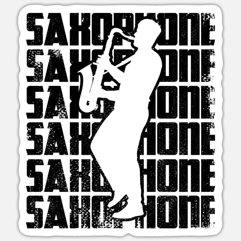 Saxophone - Sticker taille S (10 x 10 cm) - blanc mat