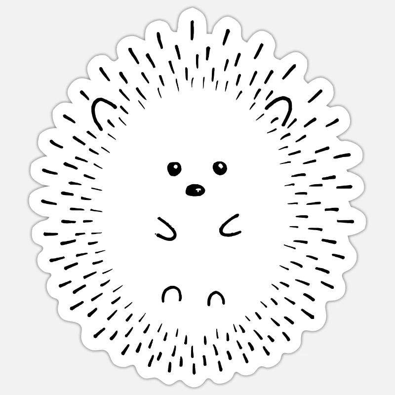 Hérisson Art au trait - Sticker taille S (10 x 10 cm) - blanc mat