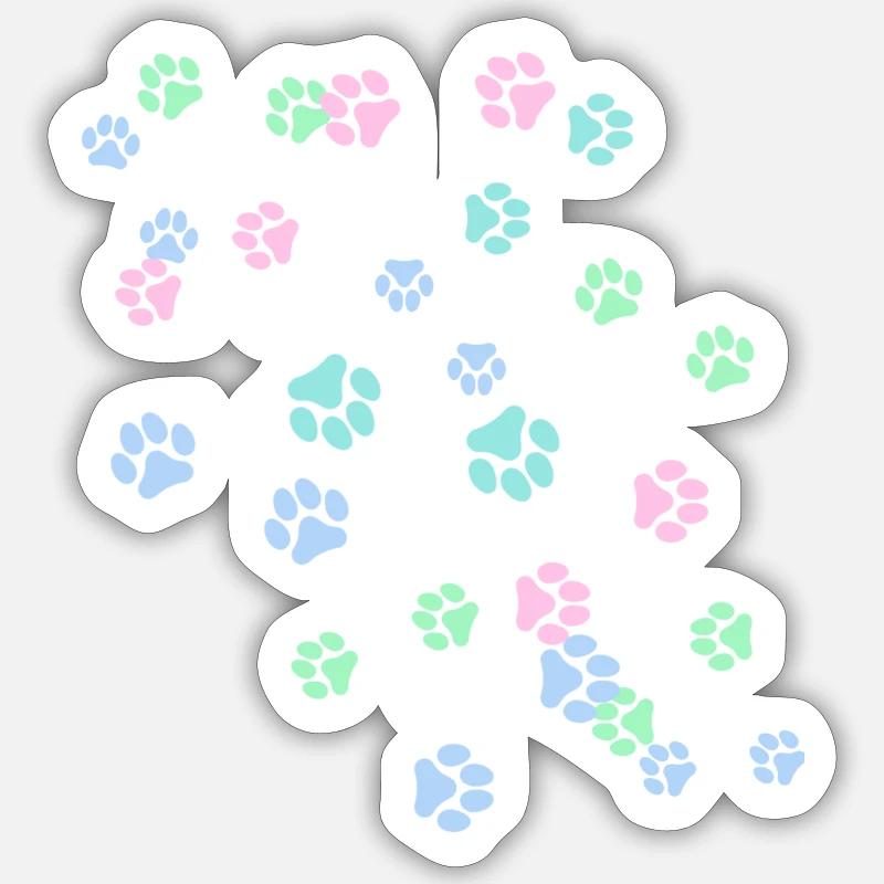 Pattes de chat, patte, pattes, chat - Sticker taille S (10 x 10 cm) - blanc mat
