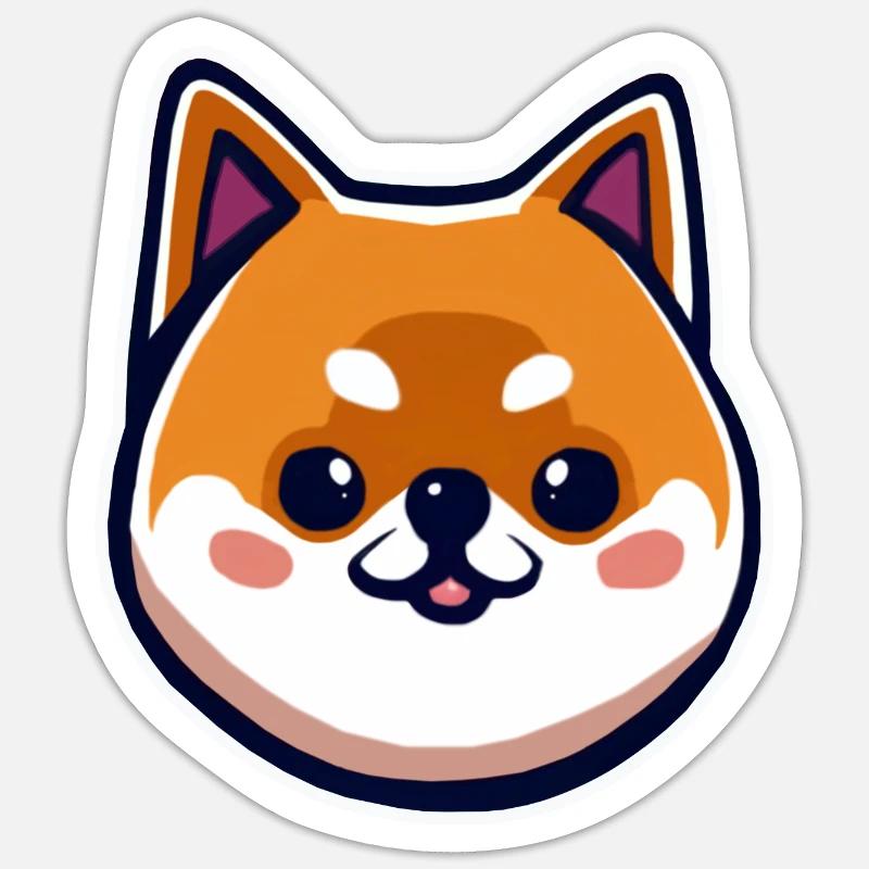 shina inu chibi - Sticker taille S (10 x 10 cm) - blanc mat