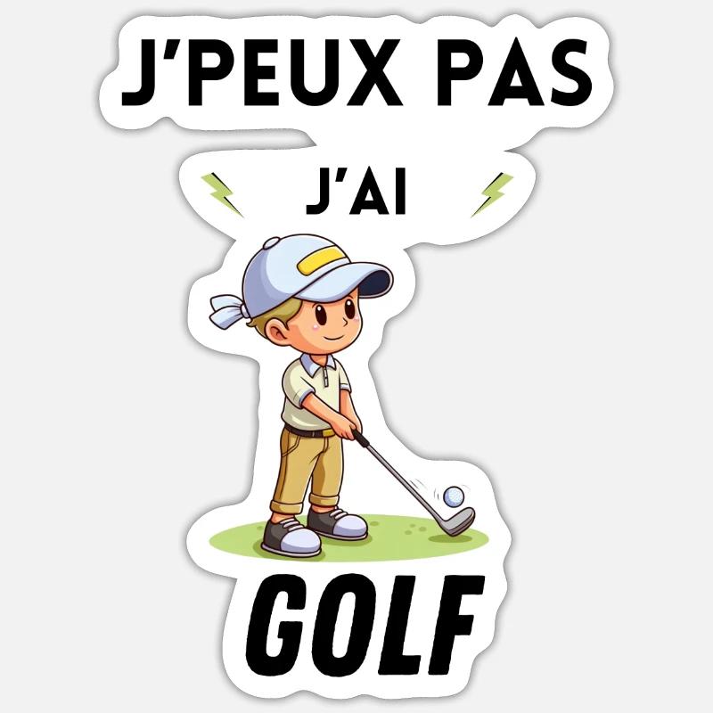 J peux pas j ai golf - Sticker taille S (10 x 10 cm) - blanc mat