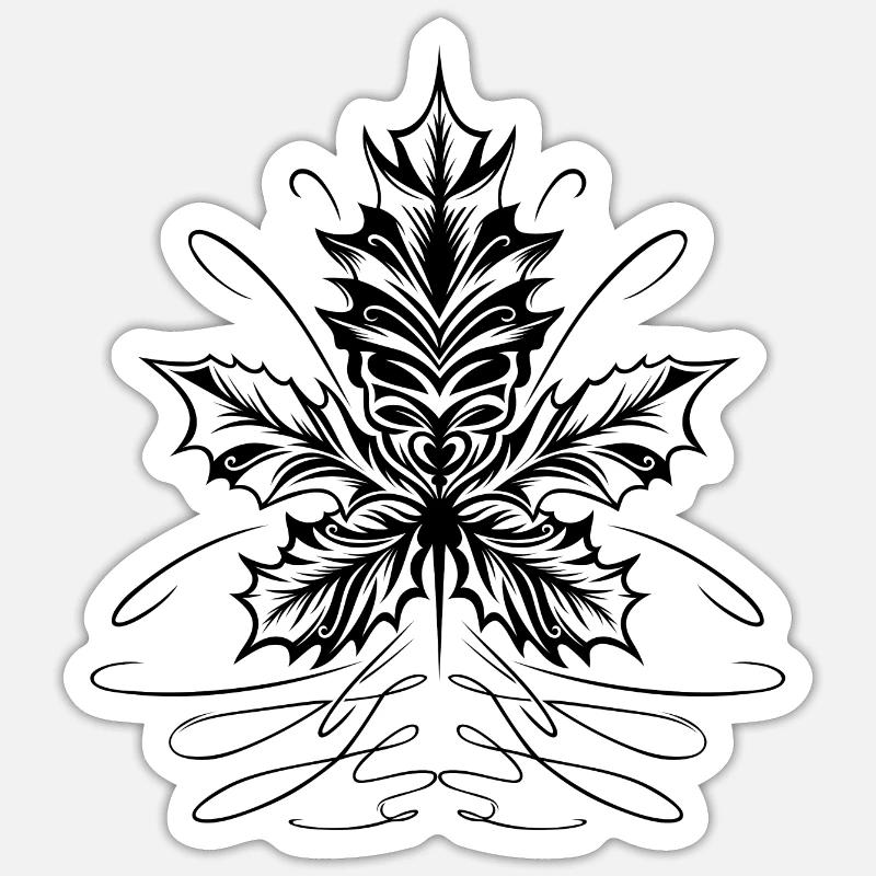 Maple Leaf, Leaf, Foliage, Autumn - Sticker size S (10 x 10 cm) - white matte