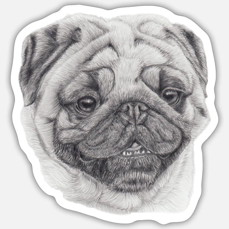 Mops Mops 2 - Sticker Größe S (10 x 10 cm) - Mattweiß