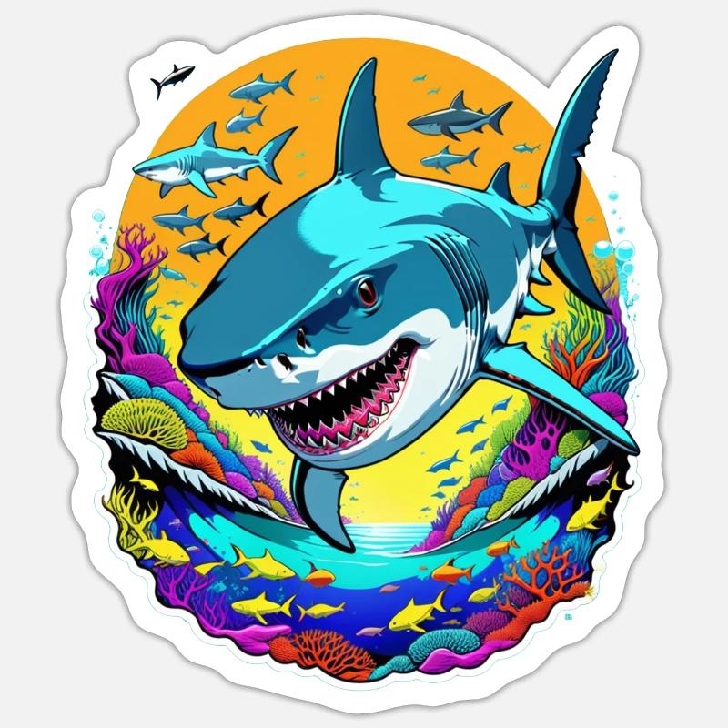 shark - Sticker size S (10 x 10 cm) - white matte
