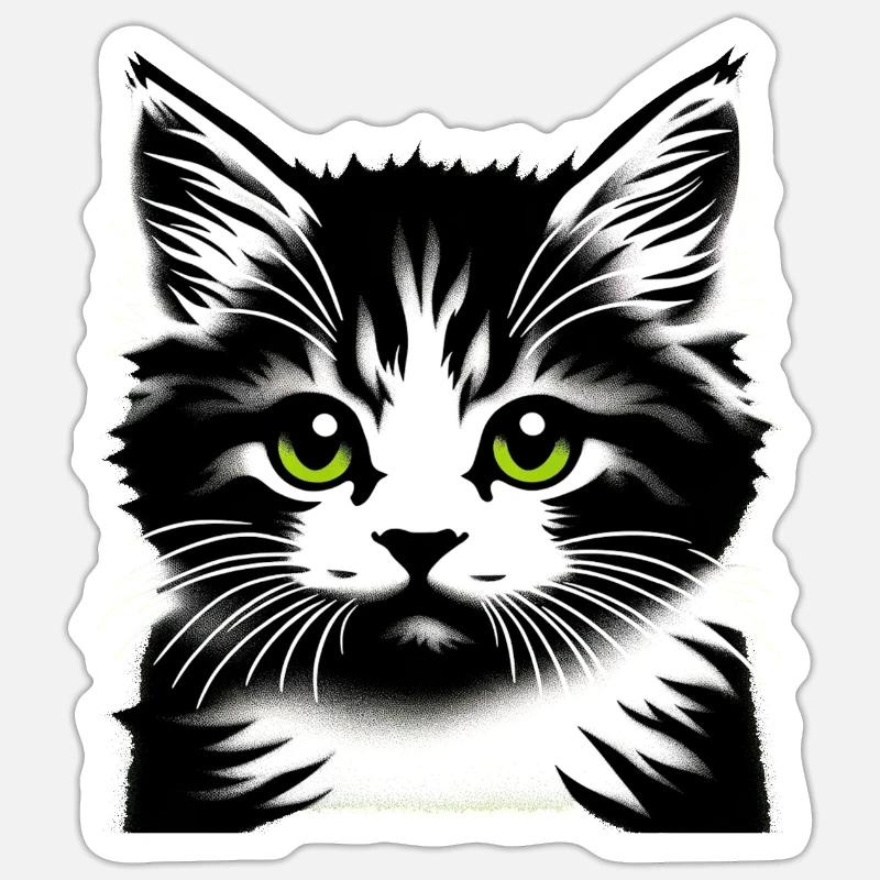 Visage de chat affectueux Sticker taille S (10 x 10 cm)