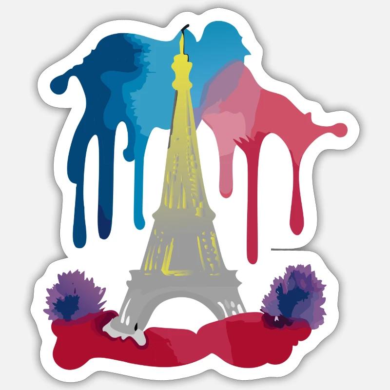 Tour Eiffel colorée Sticker taille S (10 x 10 cm)