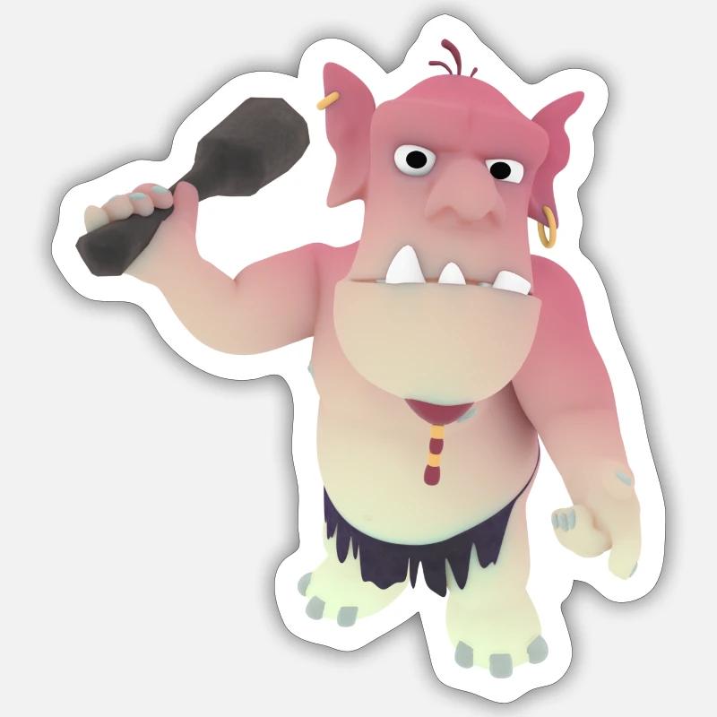Monstre - Sticker taille S (10 x 10 cm) - blanc mat