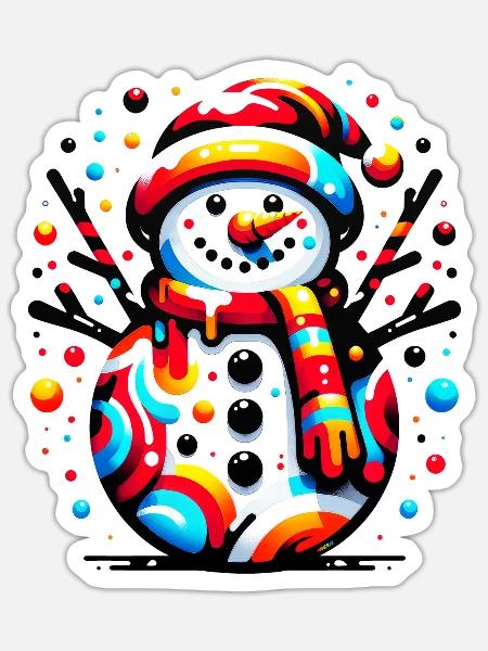 Funky Snowman - Sticker Größe S (10 x 10 cm) - Mattweiß