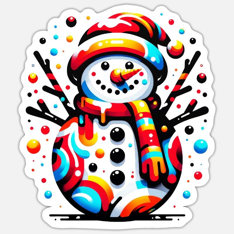 Funky Snowman - Sticker size S (10 x 10 cm) - white matte