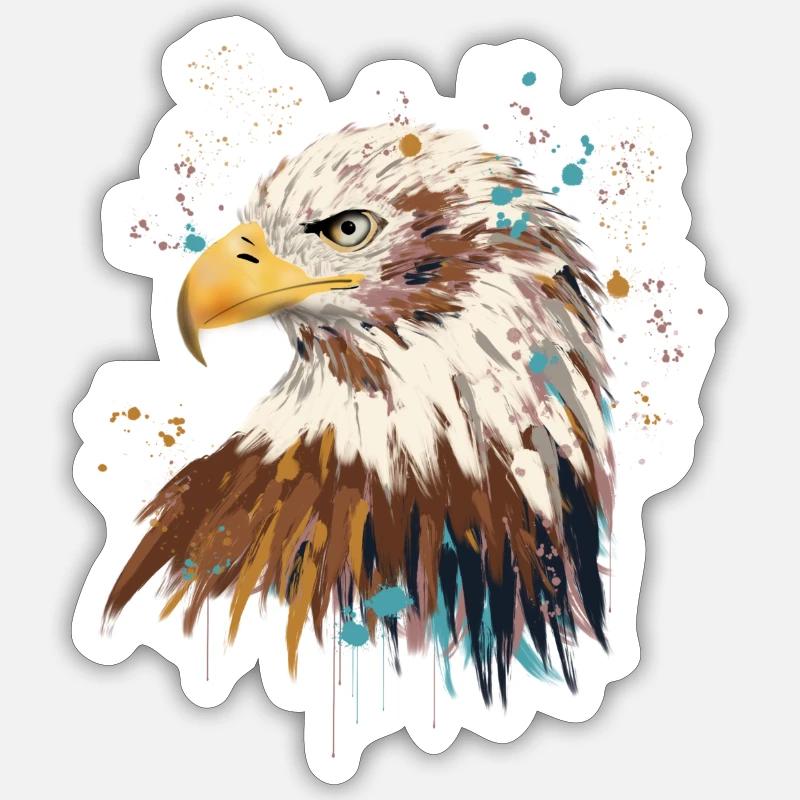 Aquarelle d’aigle - Sticker taille S (10 x 10 cm) - blanc mat