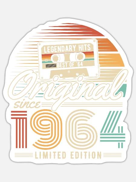 1964 Jahrgang Vintage Retro Geburtstag Geschenk - Sticker Größe S (10 x 10 cm) - Mattweiß