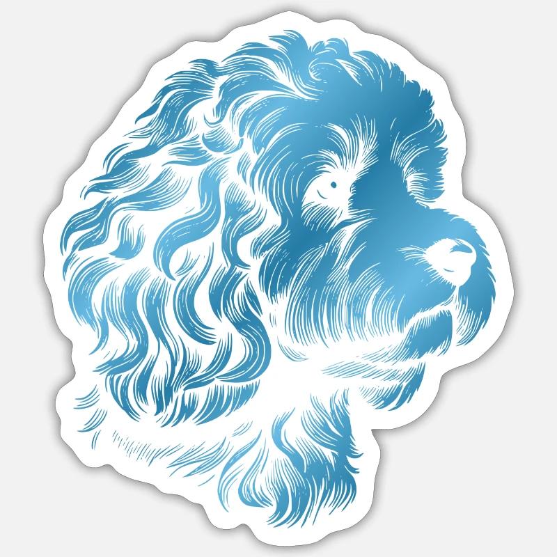 Cockerpoo Cocker Spaniel Poodle Portrait, Drawing - Sticker size S (10 x 10 cm) - white matte