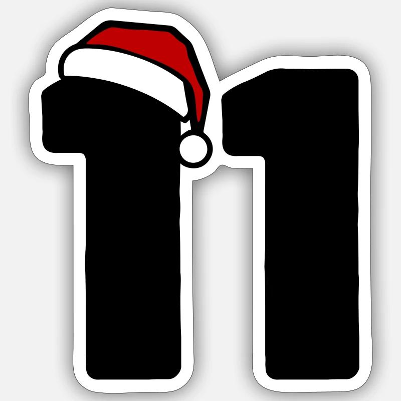 11 Numéro Noël - Sticker taille S (10 x 10 cm) - blanc mat