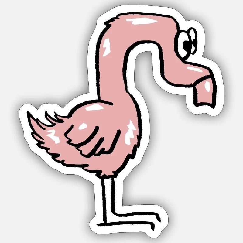 Flamant rose méga sec et drôle Sticker taille S (10 x 10 cm)