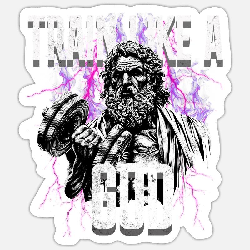 Train like a God Thunder Version Ancient God Zeus Sticker size S (10 x 10 cm)